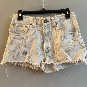 Levis White & Grey Marbled Denim Shorts